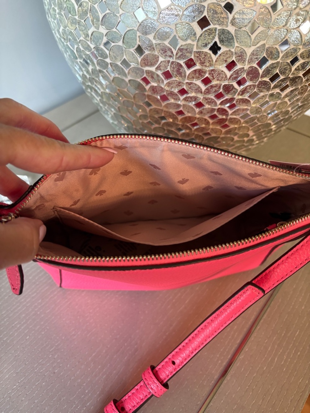 kate spade Hot Pink Pebbled Leather Crossbody with Front Pocket - Picture 4 of 6